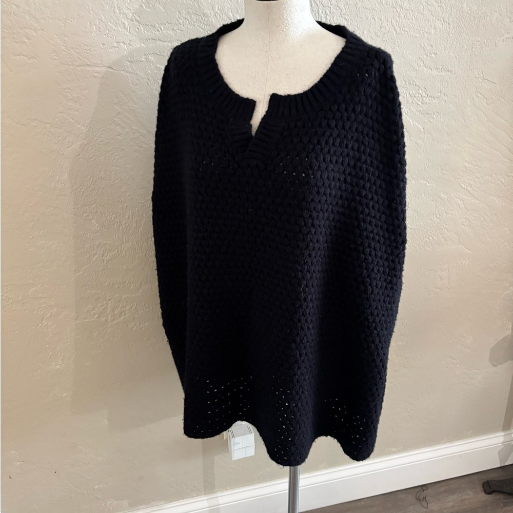 Women's Talbots Open Knit Black Knit Sweater Sz L/XL